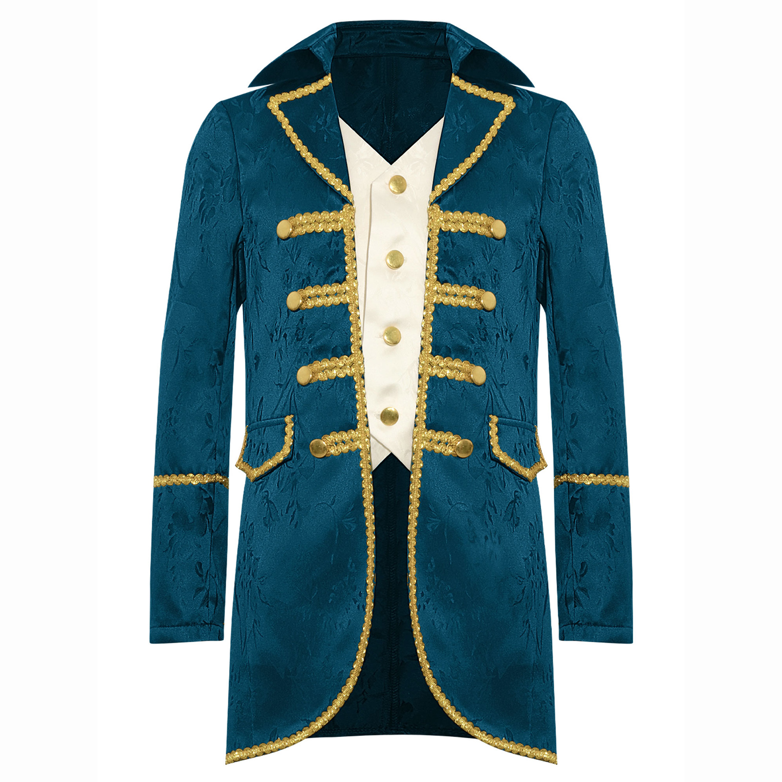 Manteau victorien rétro médiéval pour garçons, manches longues, coupe dorée, fausse veste 2 en 1, uniforme gothique Steampunk, Costume d'halloween