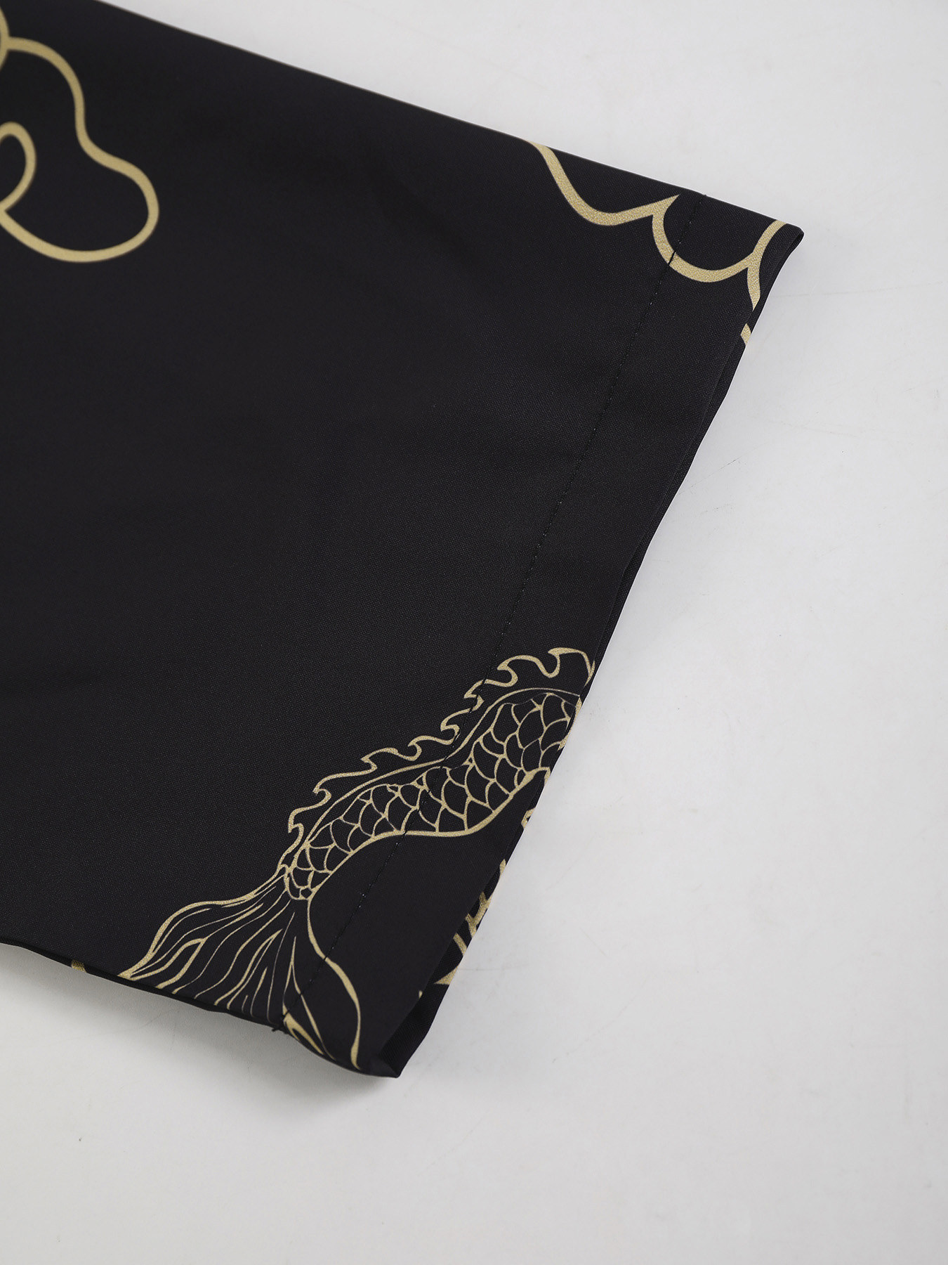 Ensemble de robe imprimée « Dragon Dance » de style chinois pour hommes, kimono noir ouvert sur le devant avec ceinture et short, 2 pièces, streetwear
