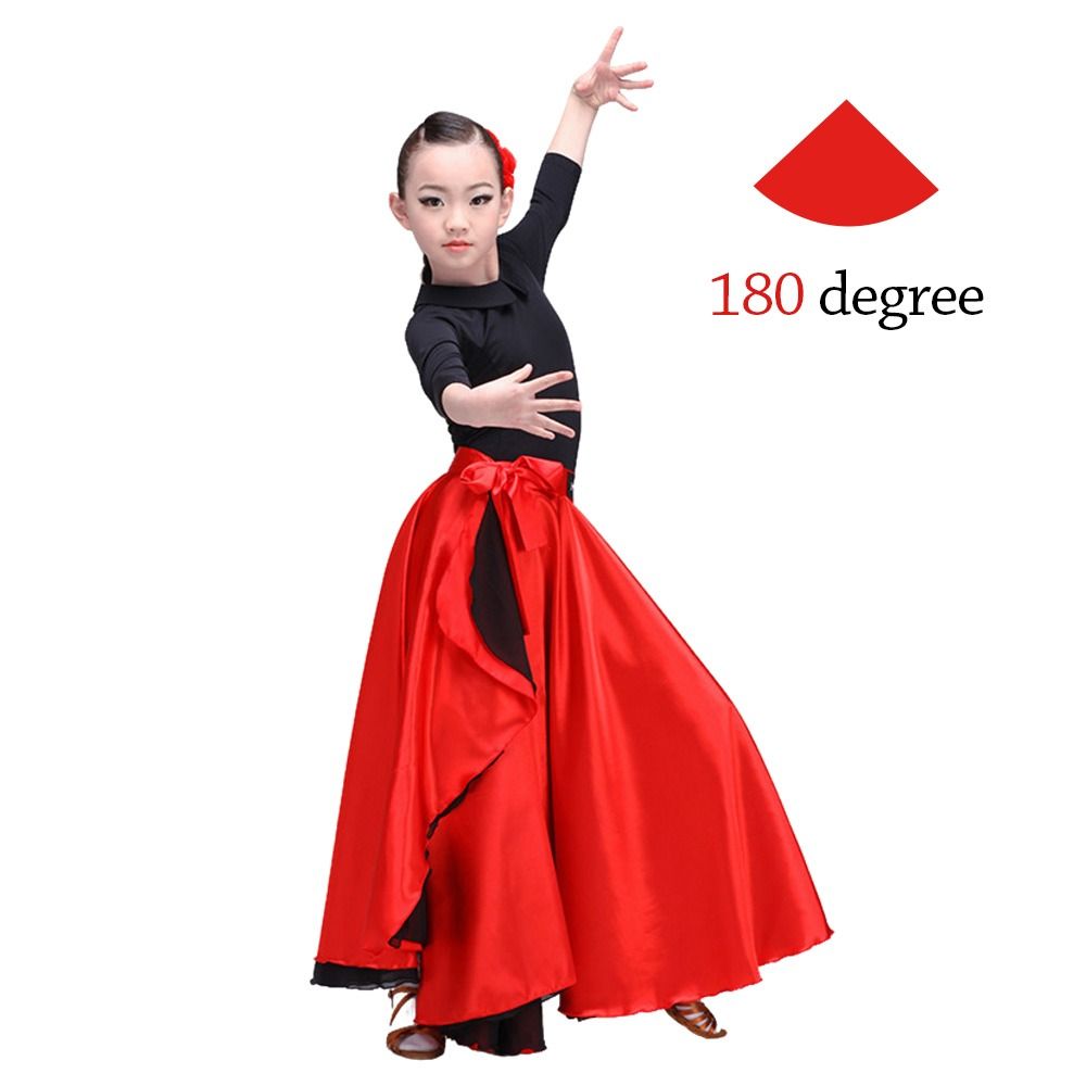 Jupe de flamenco espagnole fluide en polyester, grande ampleur, pour costumes de danse orientale, performance de danse de salon et jupe de danse gitane pour femme