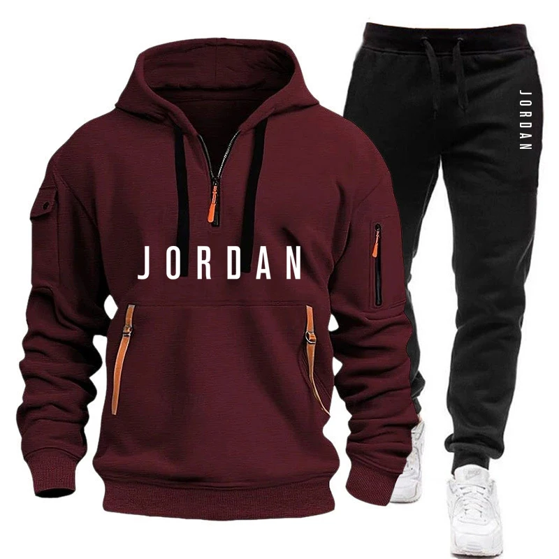 Ensemble de vêtements de sport pour hommes automne/hiver 2026, ensemble décontracté, vêtements de sport et pantalon coupe-vent pour hommes, ensemble deux pièces