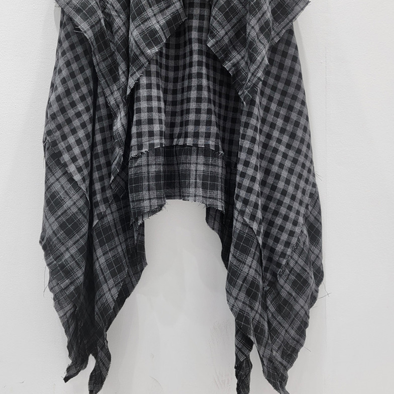 DEAT mode nouveaux articles irrégulier Plaid Patchwork plissé a-ligne jupes pour les femmes taille haute élastique mi-longue jupe 11A06244