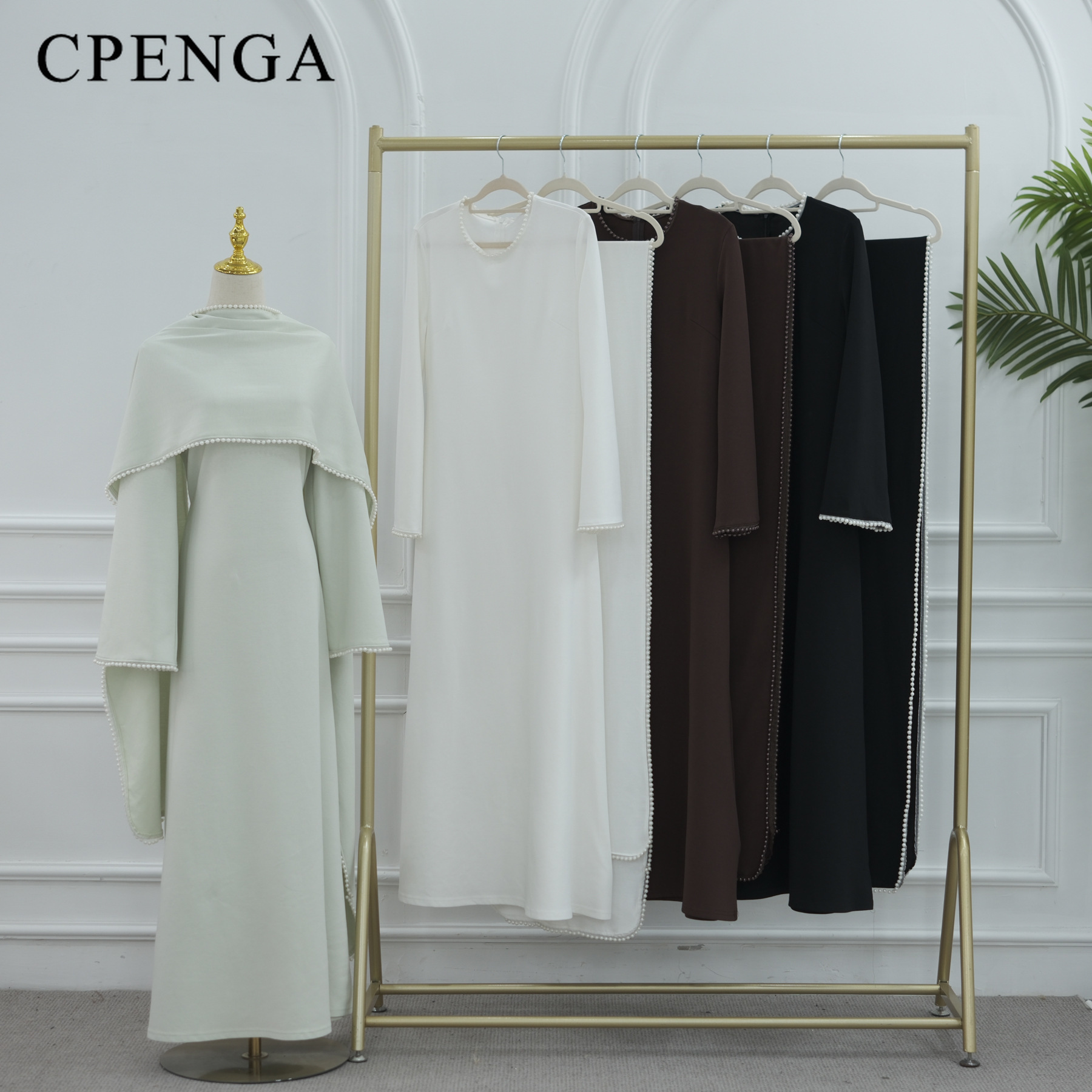 Robe Abaya Modeste pour Femmes Musulmanes du Moyen-Orient avec Châle Amovible, Élégante Robe Simple de Dubaï, Tenue de Fête Islamique pour le Ramadan