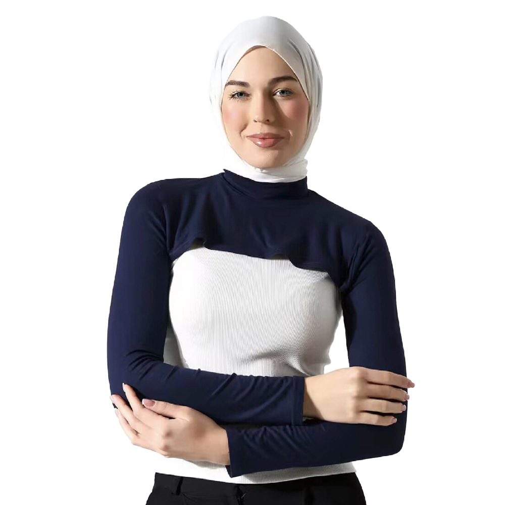 Maillot Modal à manches longues pour femme, Hijab musulman, couverture de bras Long, haussement d'épaules élastique, protection solaire, vêtements islamiques