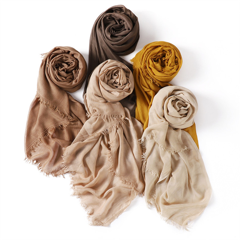 Écharpe Hijab en Viscose 100% Coton, Grande Taille, Frange Unie, Enveloppes et Châles de Haute Qualité, Pashmina, Bande de Sauna Musulman, Turban Islamique