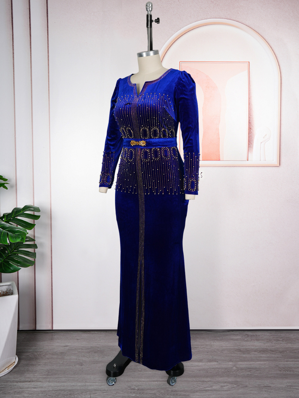 Robes de luxe en velours diamant pour femmes, élégantes, manches longues, robe de soirée sirène, turquie, vêtements pour dames africaines, caftans