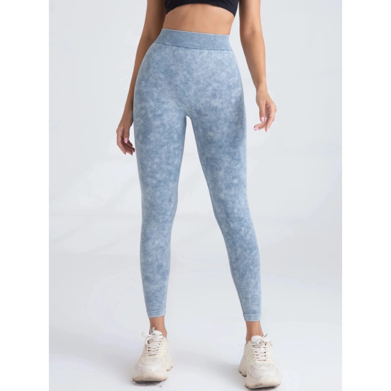 Leggings de sport sans couture pour femmes, collants à dos en V, taille haute, rehausseur de hanches, pantalons de gymnastique, lavage à l'eau givrée, extensibles, Yoga