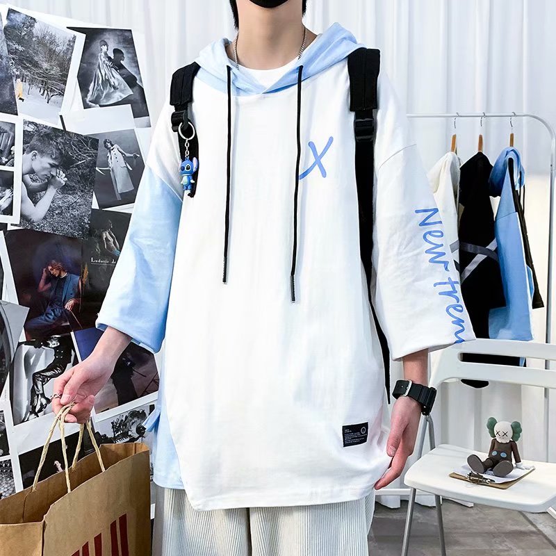 T-Shirt à capuche pour hommes, mode coréenne, été, extérieur, décontracté, manches courtes, Hip-hop, vêtements pour hommes, Streetwear, 2021