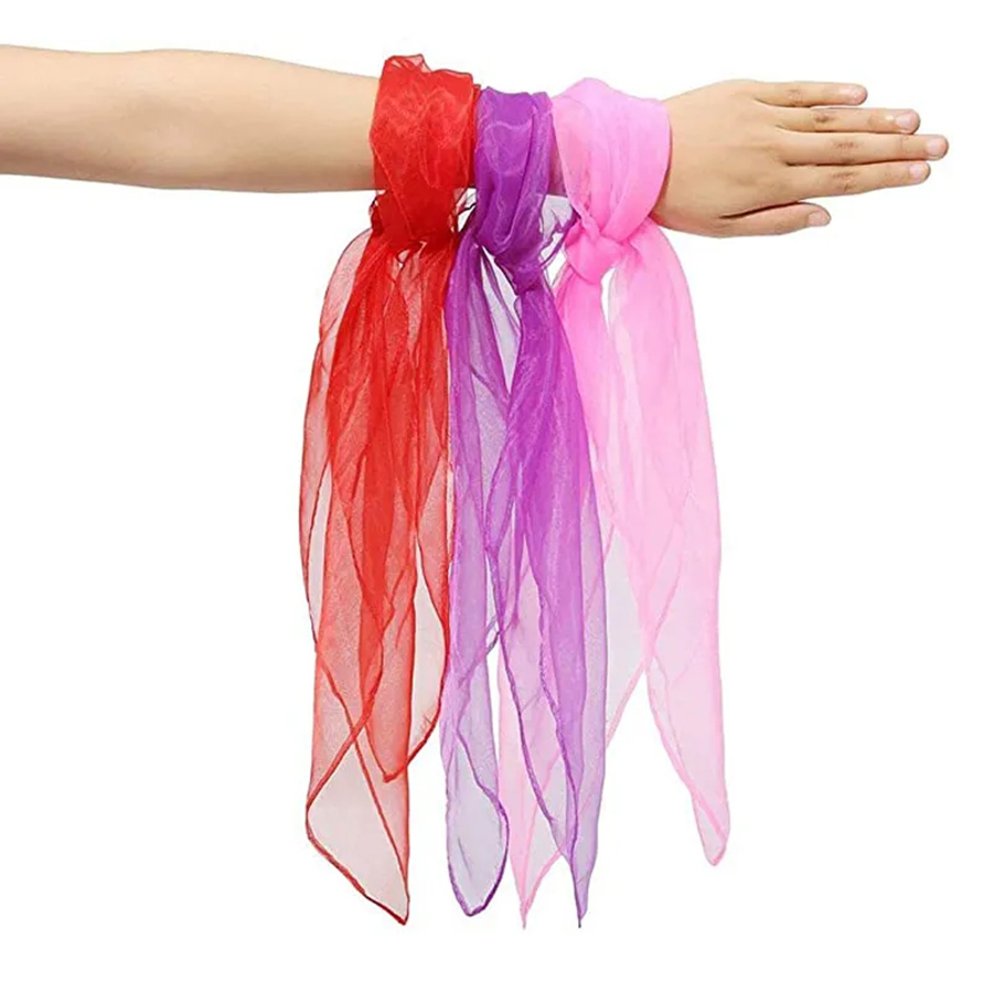 6/12 pièces 60x60cm coloré danse Performance écharpe arc-en-ciel tours de magie Performance foulard en soie main cou écharpe décorative