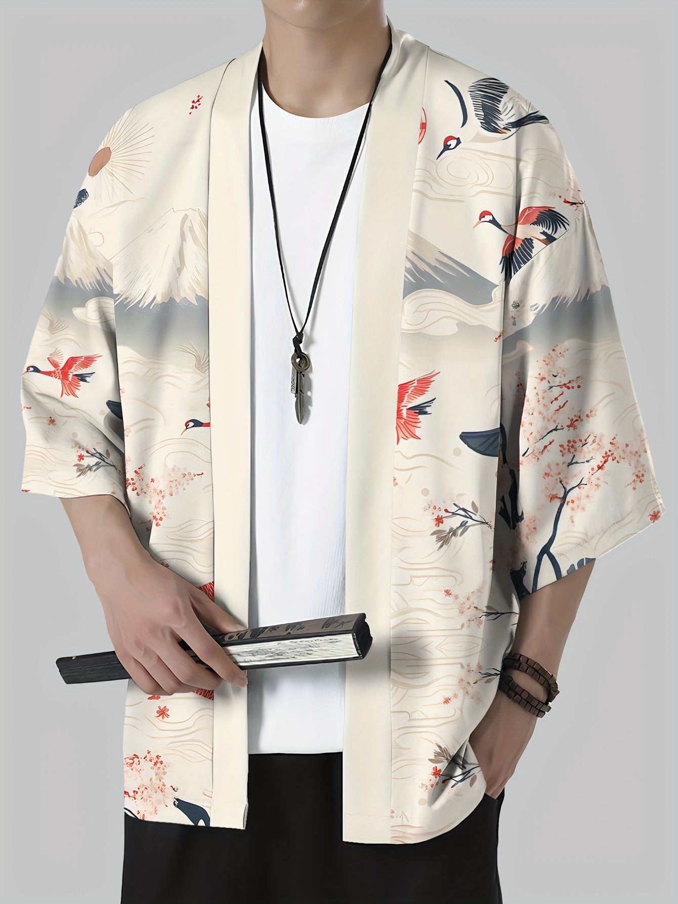 Kimono japonais pour homme 2026 – Robe Yukata traditionnelle japonaise à motifs culturels en relief – Vêtement japonais décontracté et ample