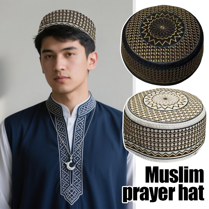 Chapeau de culte musulman pour hommes, 55-60cm, Style National Hui, robe traditionnelle, broderie exquise, chapeau de prière islamique, arabie saoudite