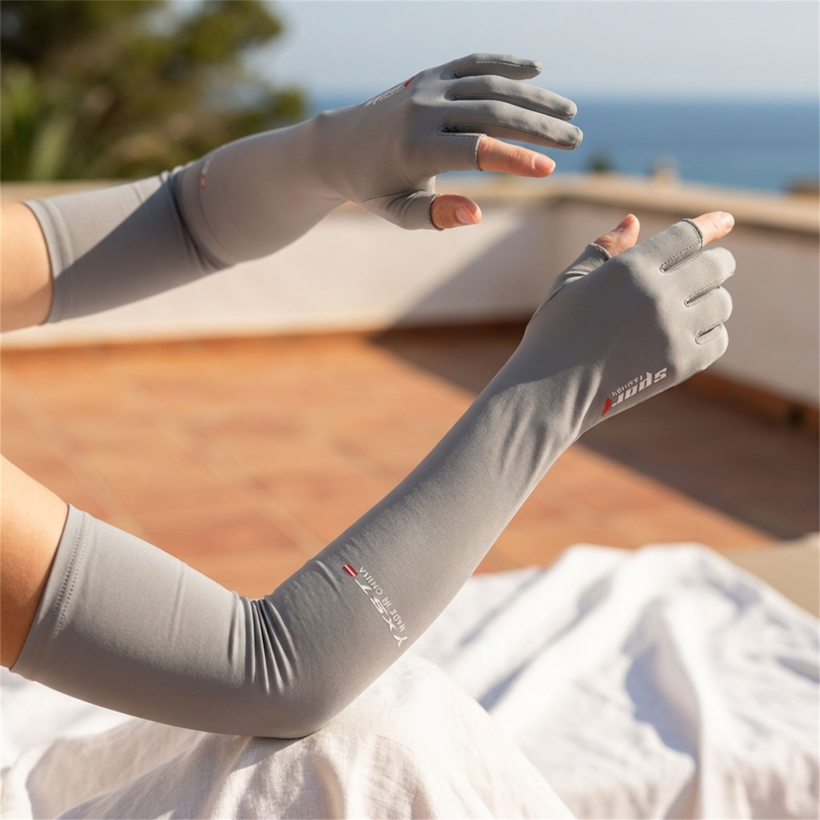 Manchons en soie glacée pour femmes et hommes, protection solaire estivale, respirants, antidérapants, à deux doigts, pour la pêche, le cyclisme, la conduite, chauffe-bras