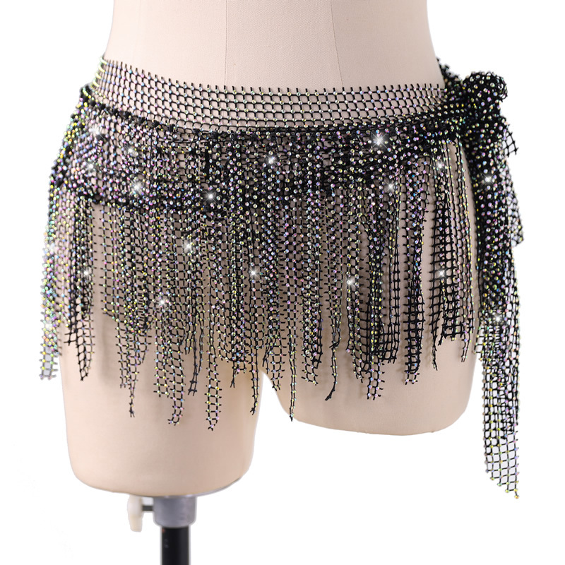Accessoires de costume de danse orientale pour femmes : Foulard de hanche multicouche à franges, Jupes, Chaînes de taille brillantes pour la danse orientale et la danse indienne