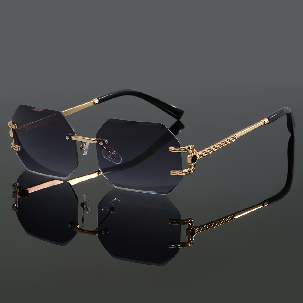 Lunettes de soleil sans monture à la mode pour femmes, lunettes tendance parfaites pour les voyages d'été et les vacances à la plage