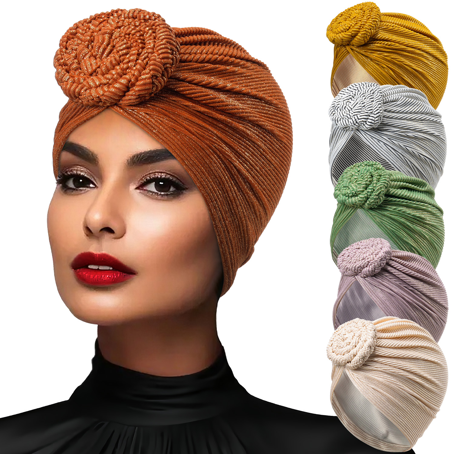 Casquette turban musulmane torsadée nouée pour femme, couvre-chef africain, hijab, perte de cheveux, chimio, indien, à la mode