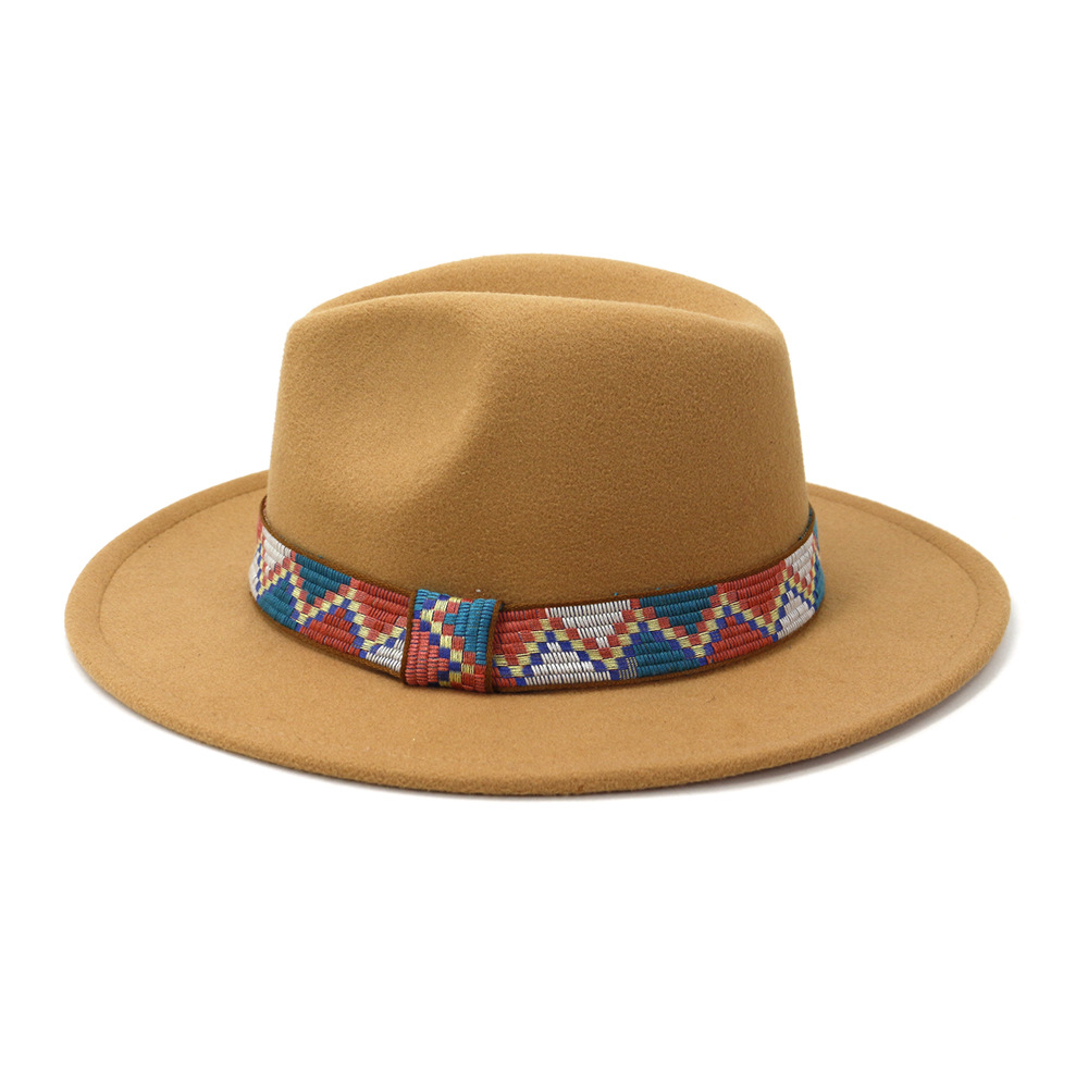 QBHAT Fedora chapeaux avec bande de coton à large bord femmes hommes feutré Jazz casquette Trilby élégant dames fête mariage église robes chapeau