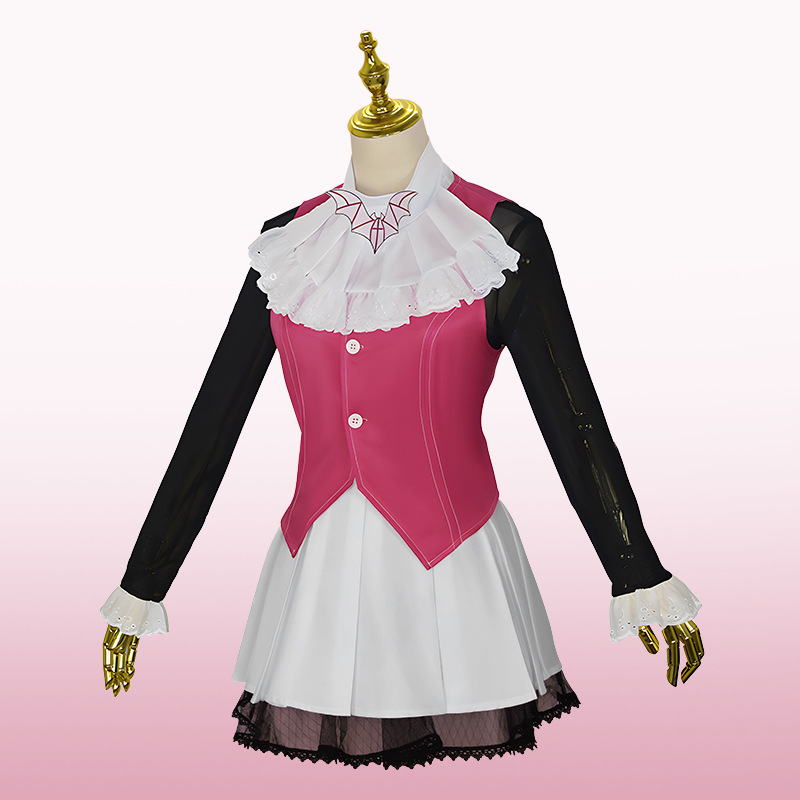 Costume de cosplay Draculaura, robe de vampire gothique Monster High, gilet rose, jupe blanche, tenue de fête d'Halloween pour femmes