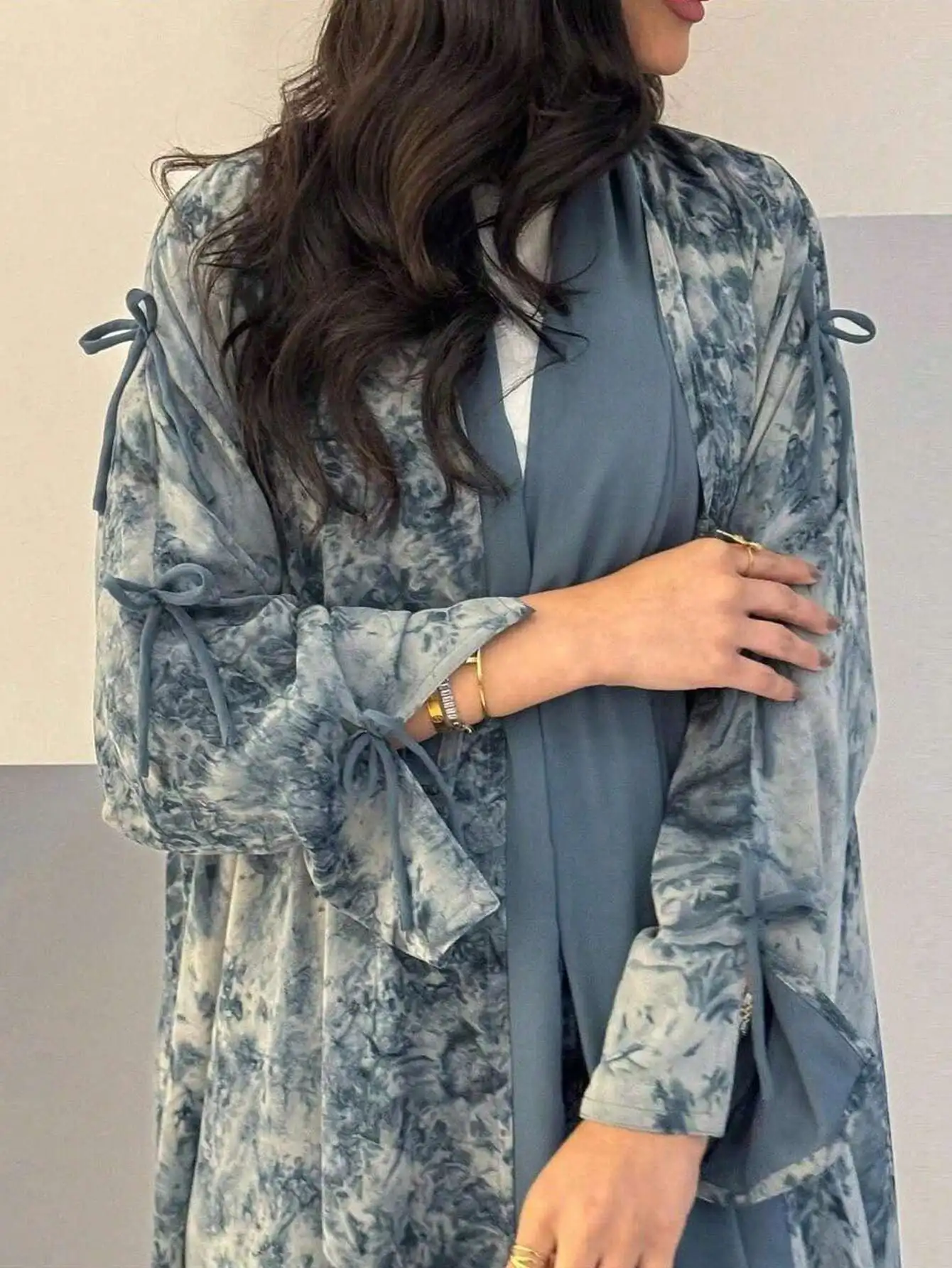 Moyen-Orient femmes cardigan ample cravate colorant Abayas décontracté caftan arabe robe Maxi à manches longues ouvert devant Jilbabs sans Hajib