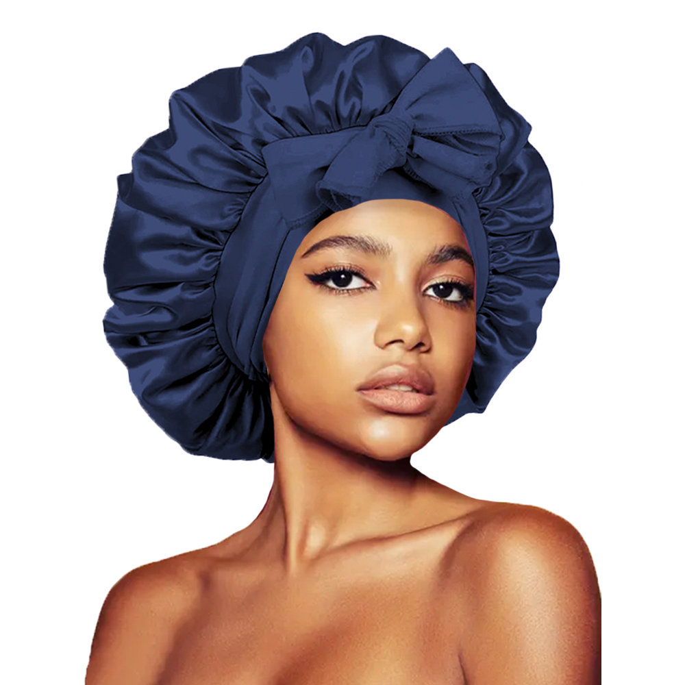 Bonnet en satin extra large avec nœud pour cheveux naturels, bonnet de nuit réversible en soie pour tresses, protection ajustable pour les cheveux la nuit