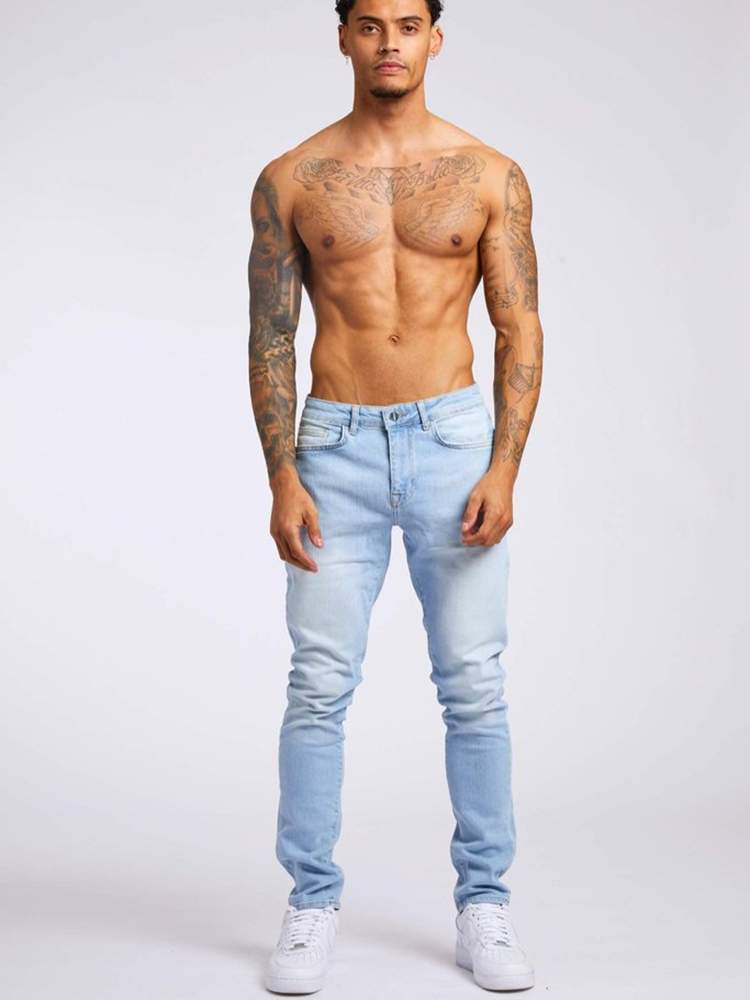 Jeans pour hommes élastique maigre couleur unie Stretch crayon pantalon coupe ajustée Denim jean Jogging Streetwear Cowboy pantalon décontracté noir