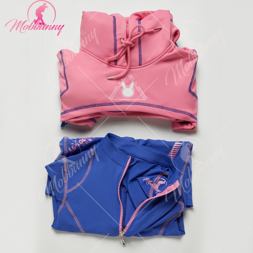 MOBBUNNY Femmes Dva Derivative Lingerie Sexy Serré Sportswear Cyber Style Body avec Veste Courte à Capuche
