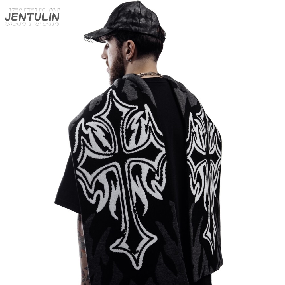 Écharpe Kpop pour hommes et femmes, Streetwear Y2K, Sober 2, Tricot, Lettre Goth, Châle, Écharpes, Mode coréenne, Hip Hop, Chaud, Accessoires unisexes, Hiver