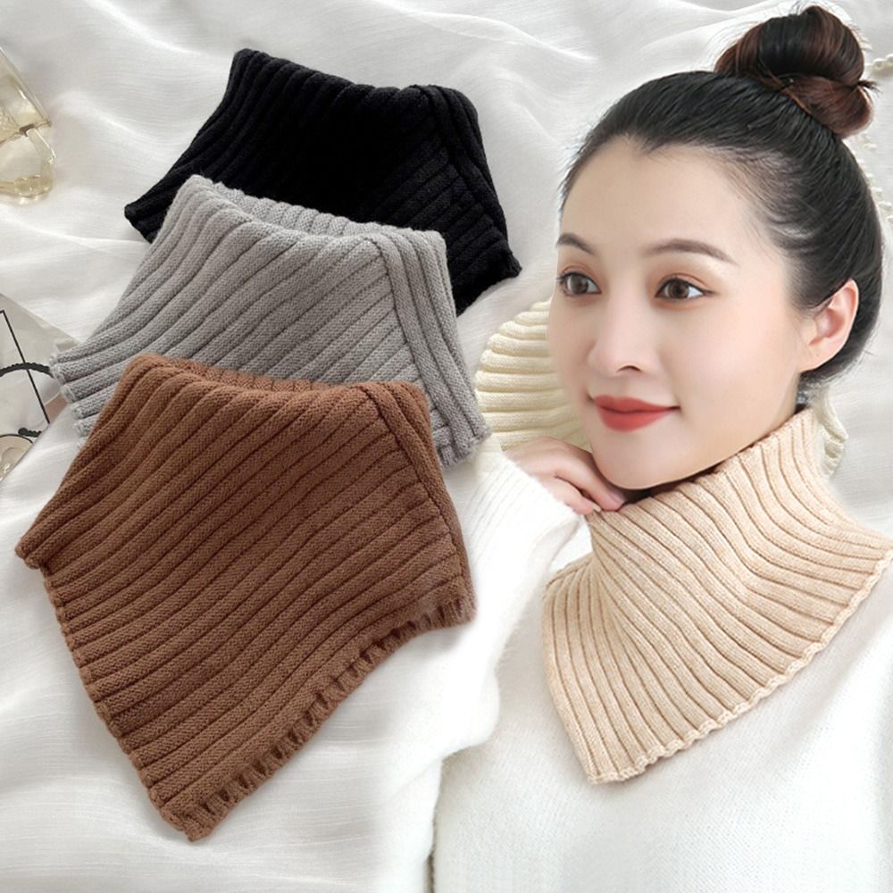 Écharpe tricotée à faux col pour femme, chaude, col roulé, chauffe-cou, détachable, coupe-vent, hiver