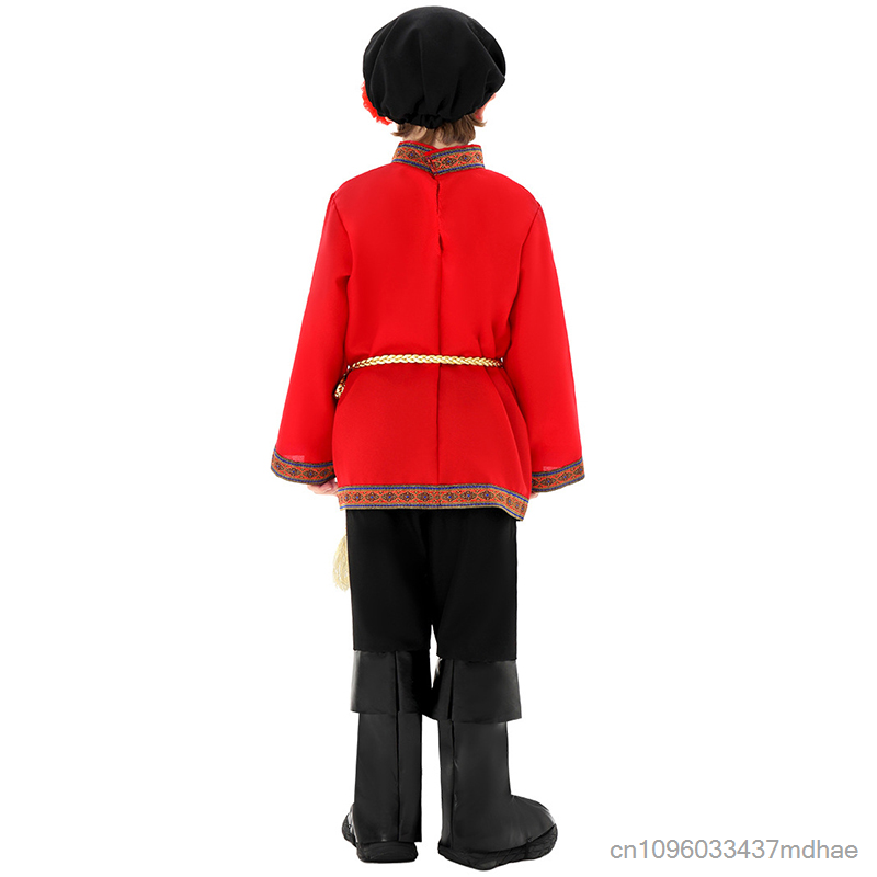 Tenue de danse traditionnelle russe rouge pour enfants, ensemble folklorique russe pour garçons et filles, costume de spectacle pour la Journée mondiale du livre