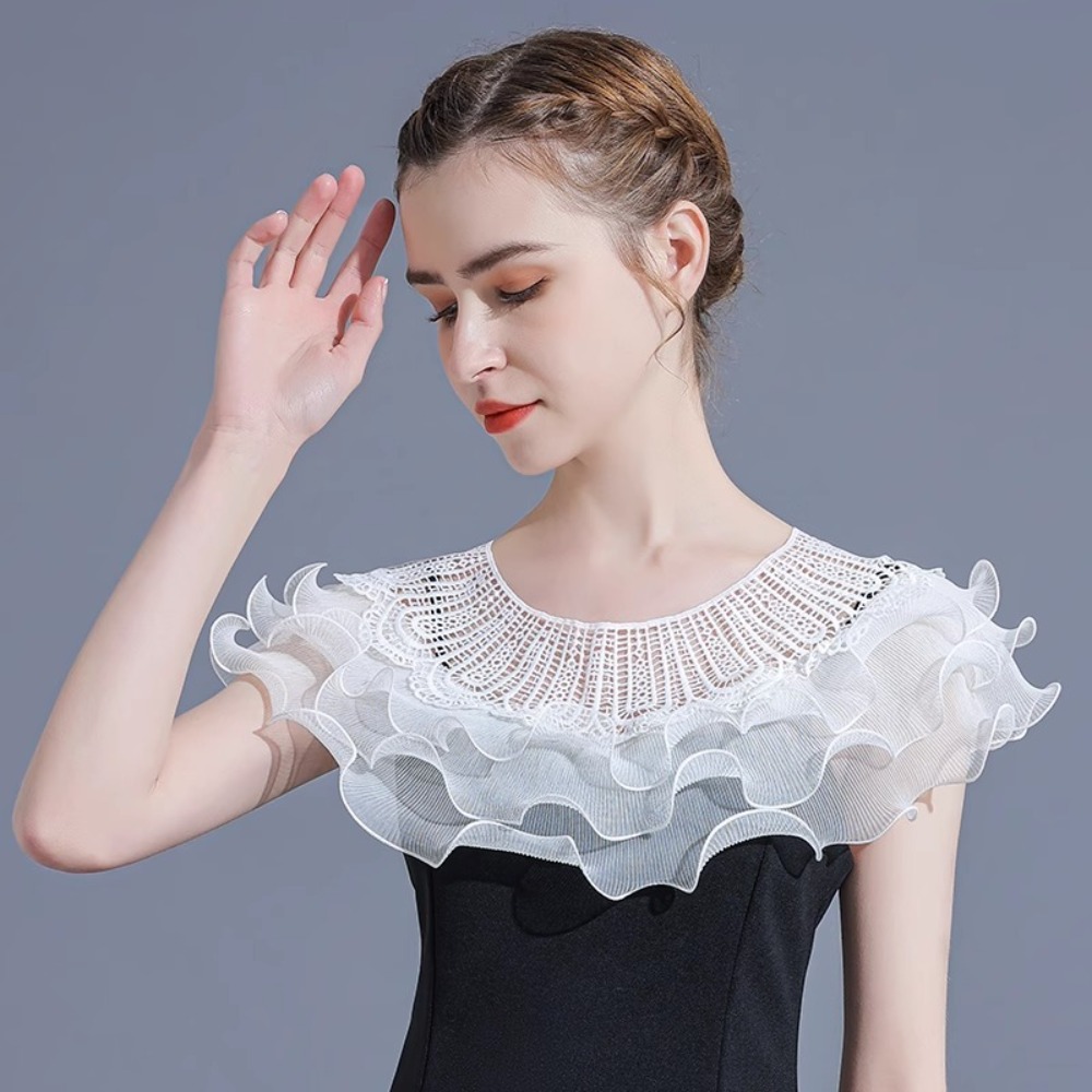 Châle fin en dentelle à volants, élégant, pour femme, protection solaire, idéal pour mariage, soirée ou comme cape de robe