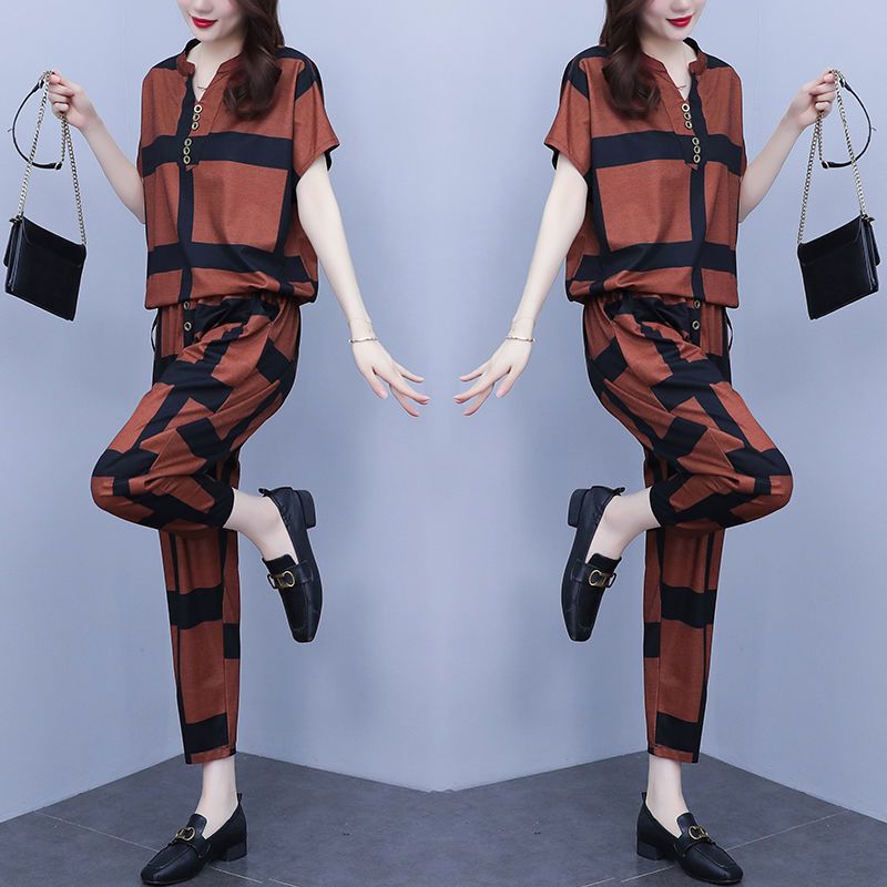 Ensemble deux pièces décontracté à manches courtes pour femmes, pantalon YHarun, vêtements grande taille, mode coréenne trempée, printemps, été, nouveau
