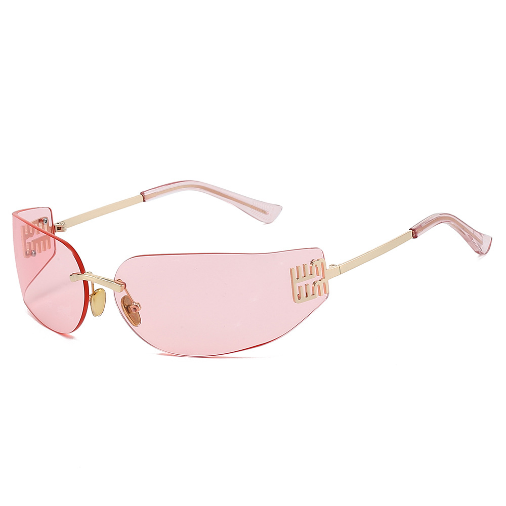 Nouvelles Lunettes de Soleil Haut de Gamme 2026 pour Femme – Sans Monture, Courbées, Protection Oculaire et Anti-UV pour Voyage et Randonnée (Gafas)