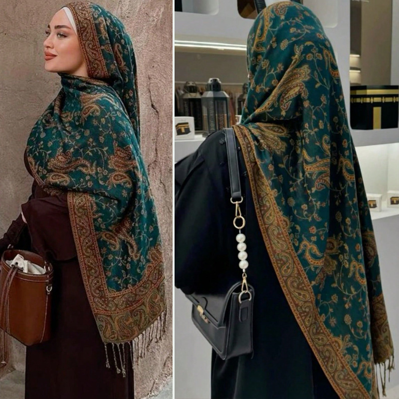 Nouvelle marque automne Pashmina châle dame Wrap Foulard chaud hiver foulards musulmans conception imprimer femme Foulard coton étoles écharpe
