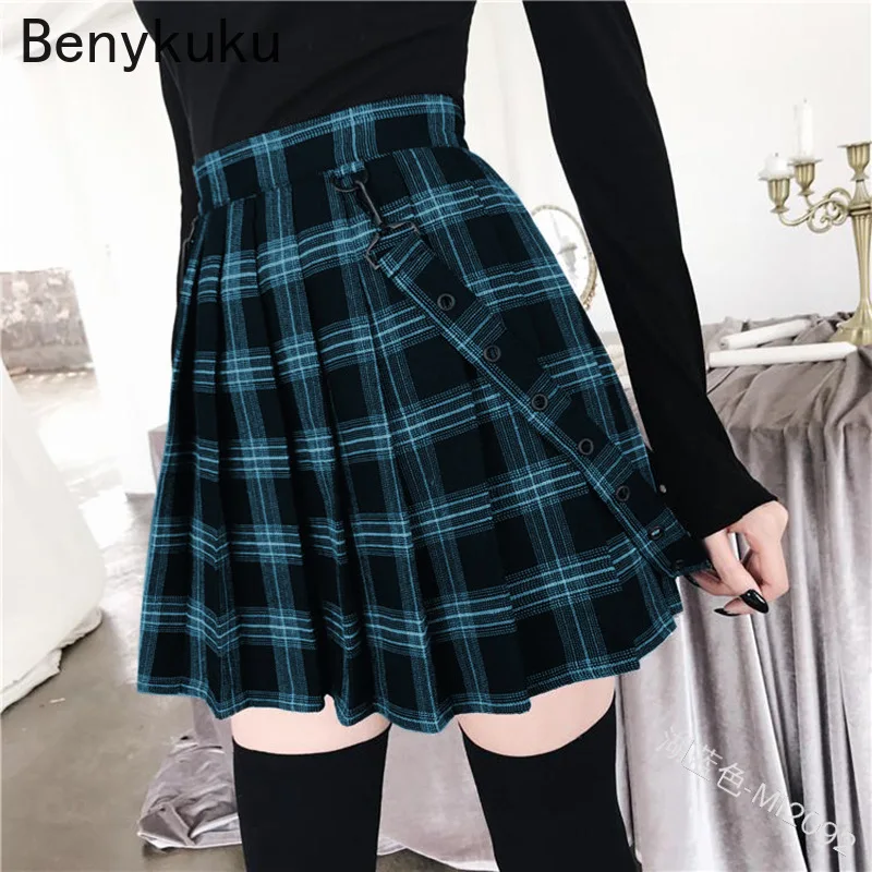Jupes plissées Vintage à carreaux pour femmes, taille haute, ligne a, 5XL, Mini jupe gothique Punk, Style Preppy, jupes courtes pour dames, 2025