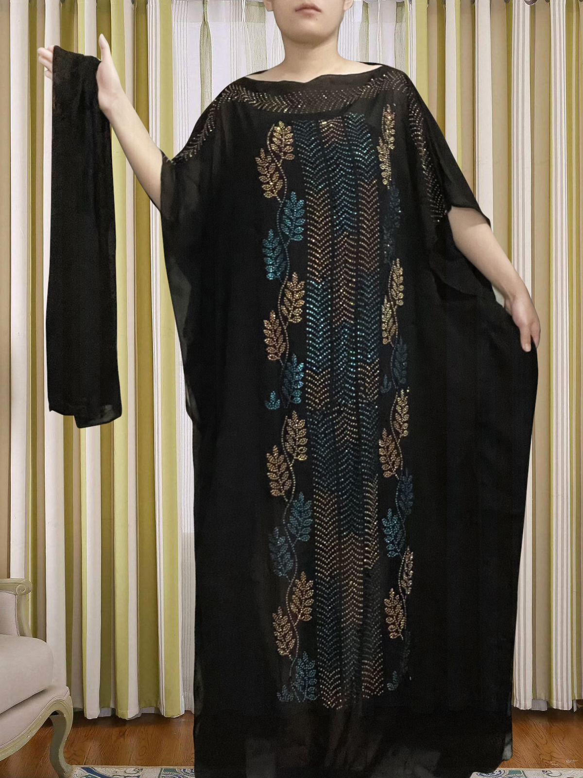 Abayas musulmanes pour femmes, ensemble de dubaï, Robe Maxi à tarière, musulmane, turquie africaine, col rond, noire, avec Hijab, 2022