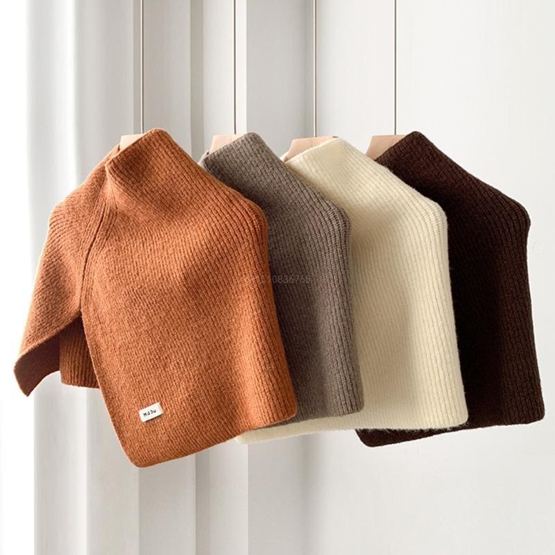 Châle en fausse laine pour l'extérieur, écharpe tricotée à col roulé, Ponchos Capelet X4YC