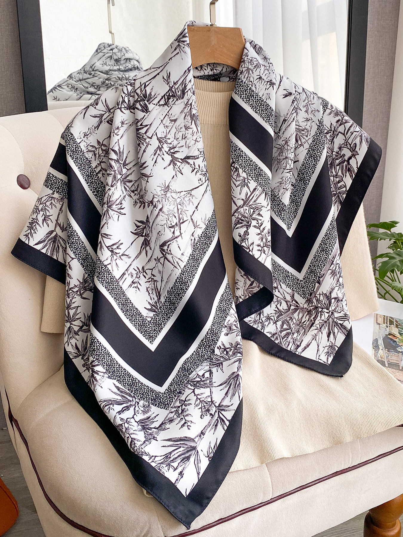 Écharpe carrée en soie de luxe 90*90cm pour femme, châle de cou élégant, foulard, bandana, hijab, doux et soyeux