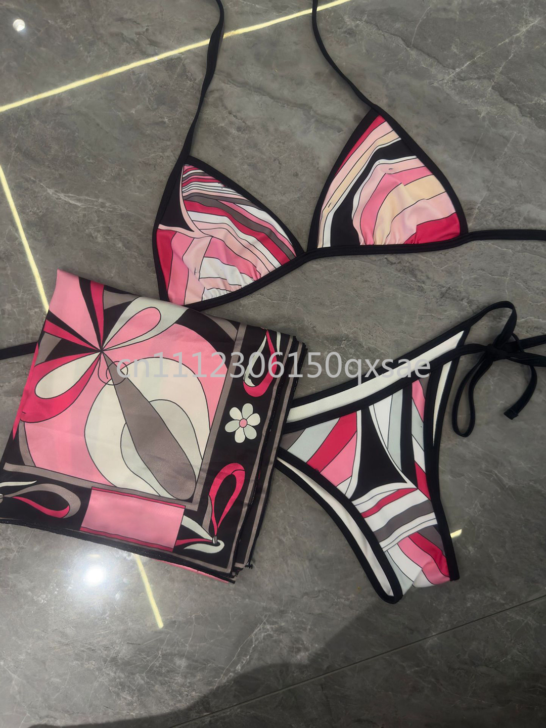 Ensembles de bikini pour femmes avec foulard bandeau et logo signature lettre, ensembles de bikini sexy pour femme, vêtements de plage, maillots de bain