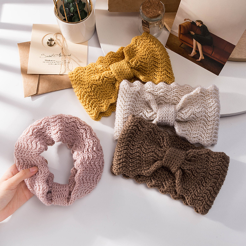 Femmes torsion tricoté bandeau printemps chaud doux élastique bandes de cheveux accessoires couleur unie large Turban Hip Hop bandeau bandeau
