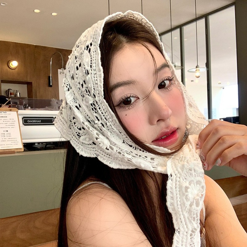 Foulard à fleurs tricoté français pour filles, Bandana, ceinture de taille au Crochet pour femmes, nouveau chapeau littéraire pour Photo de campagne, automne