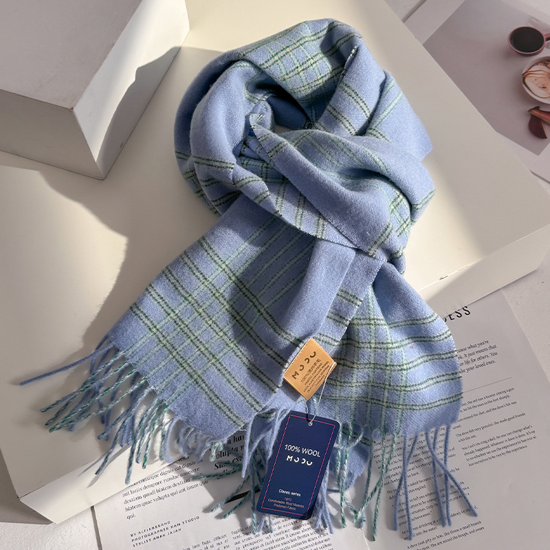 Luxe 100% laine écharpe femmes Plaid cachemire mouchoir chaud hiver femme châle paréo doux hommes Bufanda britannique coréen écharpe