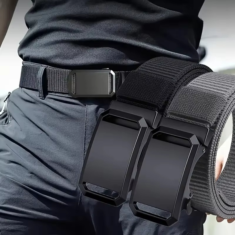 Nouvelle ceinture à boucle automatique 120 cm en toile tactique pour vêtements de travail, décontractée, extérieure, militaire, pour hommes 2026 NOUVEAU