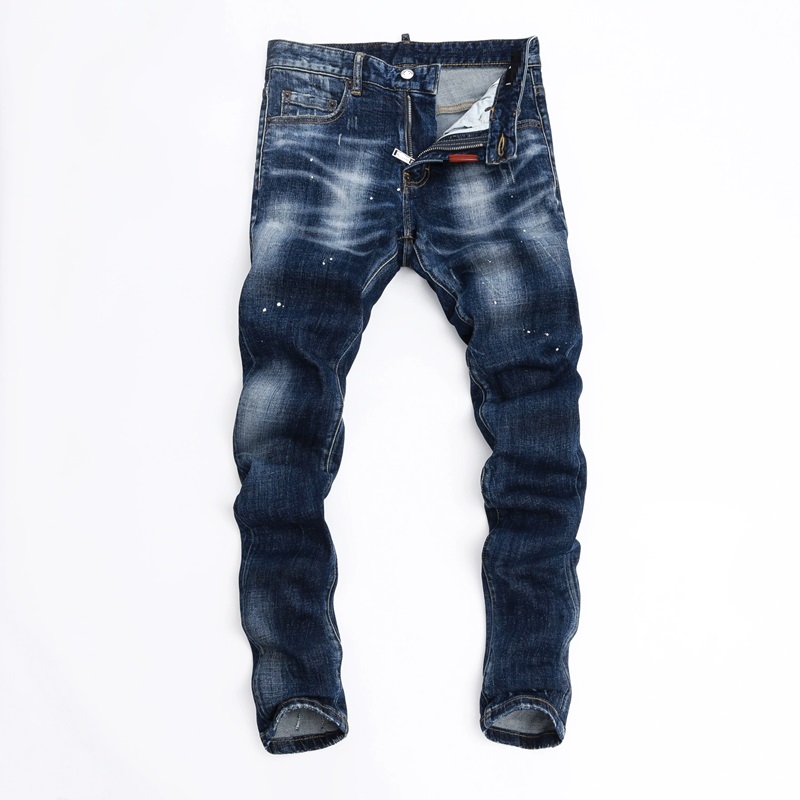 Marque de mode de haute qualité Style européen concepteur hommes Jean rétro bleu Stretch Slim Fit peint déchiré Jeans hommes Denim pantalon
