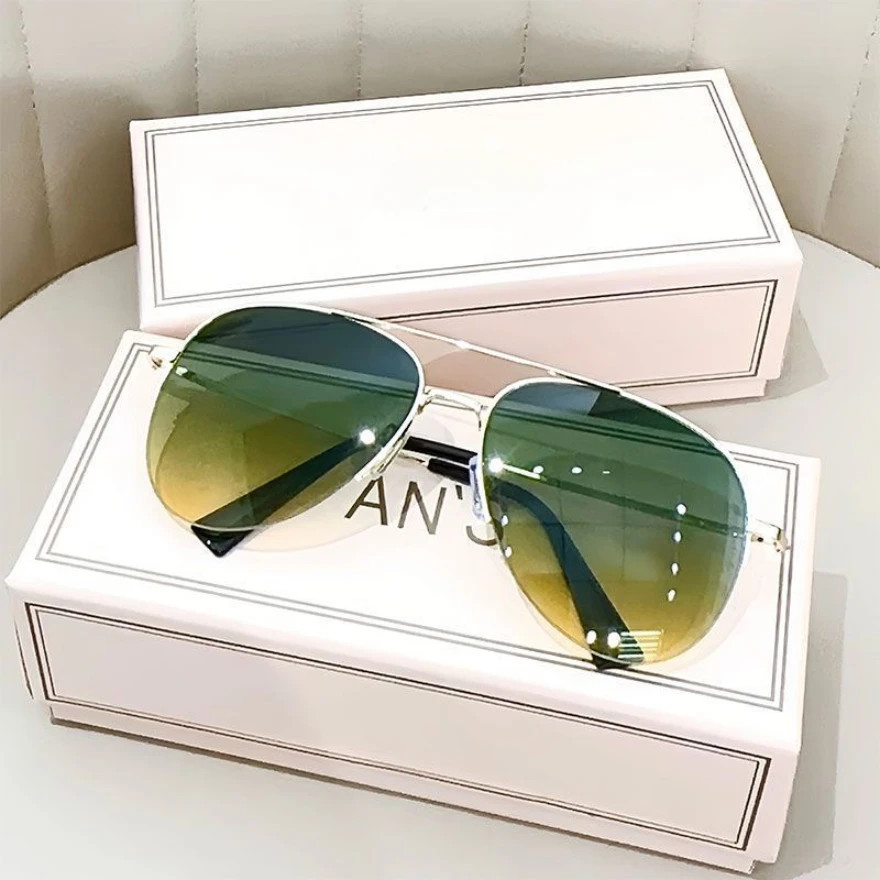 Lunettes de soleil dégradées pour hommes, nouvelle mode, pilote à grande monture, Design Anti-reflet, Lunette UV400
