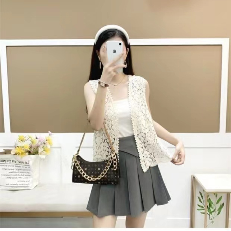 Cardigan Boho en Tricot Crochet pour Femme, Broderie Florale, Ouvert sur le Devant, Tenue de Vacances d'Été