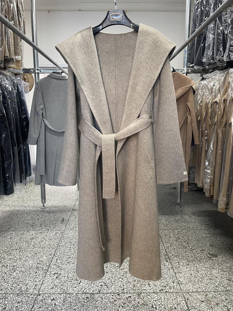 Manteau en laine et cachemire Double face à capuche pour femme, mi-long, automne/hiver, nouveau manteau coréen en laine, grande taille
