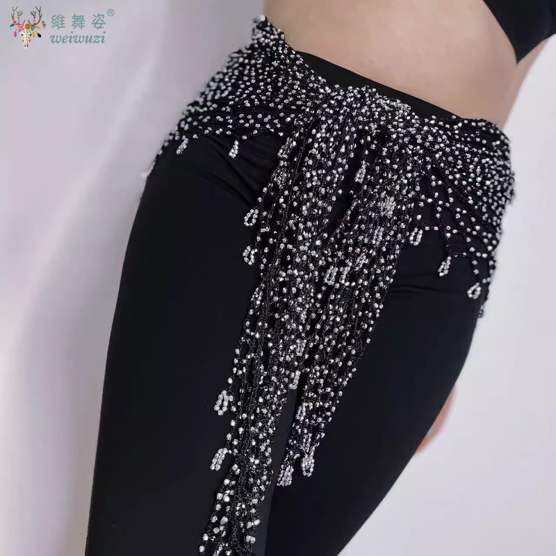 Écharpe de hanche de danse du ventre, filet de pêche à paillettes, écharpe triangulaire pour femmes, ceinture de pratique de danse orientale et indienne, accessoires de danse pour filles