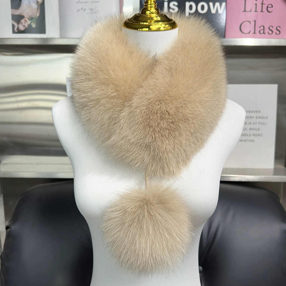 Nouvelle Écharpe en Véritable Fourrure de Renard 2026 pour Filles, Écharpes Chaudes et Épaisses en Fourrure pour l'Extérieur, Col en Fourrure de Renard de Luxe pour Femmes, Écharpe Douillette avec Pompon en Fourrure pour l'Hiver