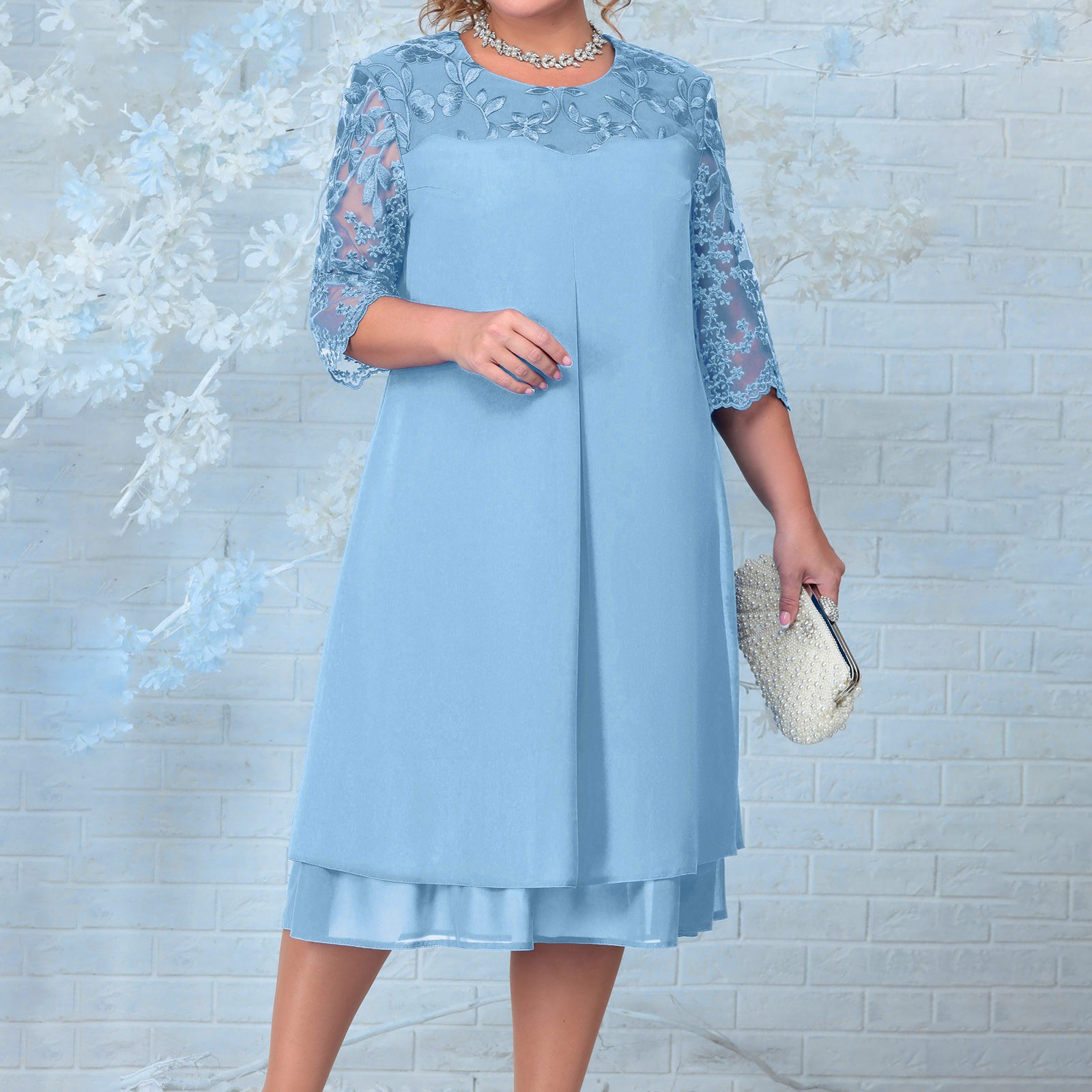 Grande robe brodée de fleurs pour femmes, robes élégantes pour femmes, invité de mariage, été, 2024, 3/4