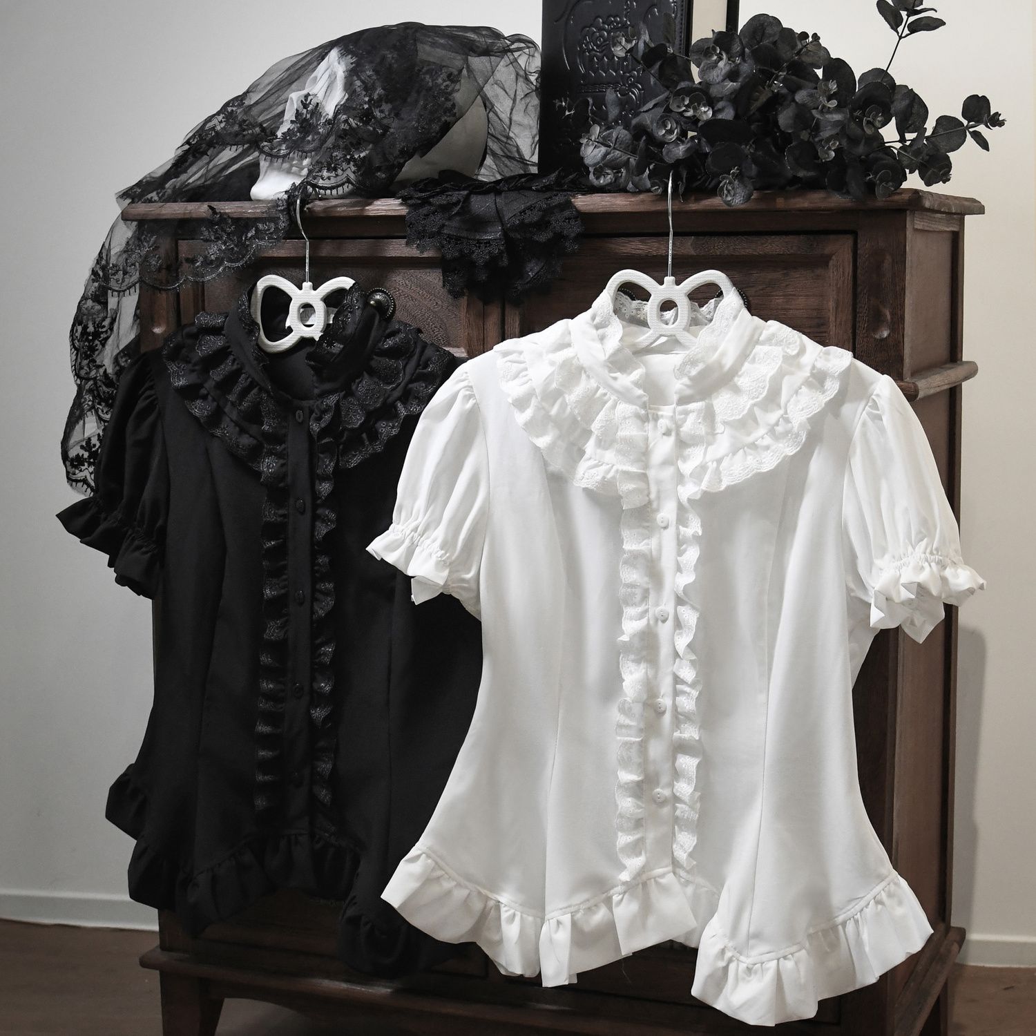Chemisier japonais femmes vêtements Style Lolita coupe ajustée chemises blanches Camisas De Mujer dentelle volants été doux Blouses hauts