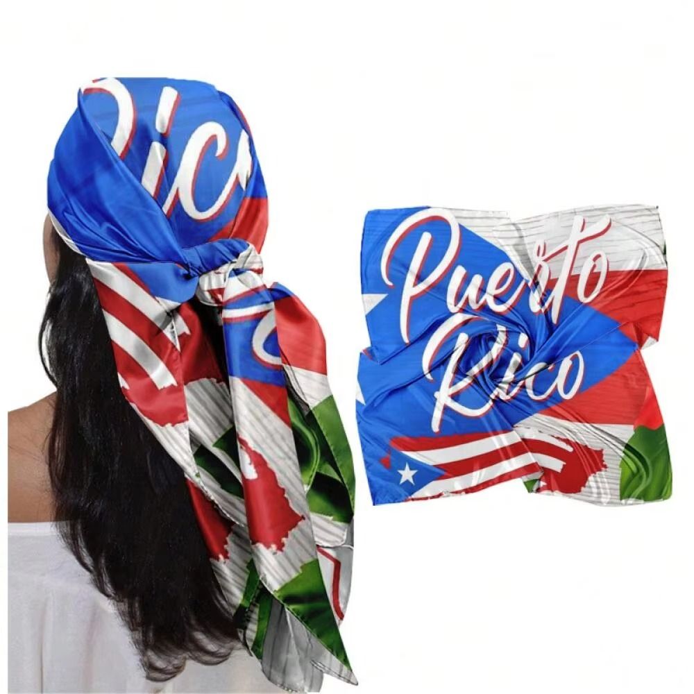 Foulard carré à motif drapeau de Porto Rico, foulard doux et polyvalent, écharpe carrée de 35 pouces, accessoires de voyage