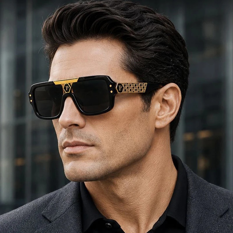 Nouvelles Lunettes de Soleil de Luxe de Marque Tendance 2026 pour Hommes et Femmes, Style Vintage Oversize Punk, Verres Steampunk à la Mode
